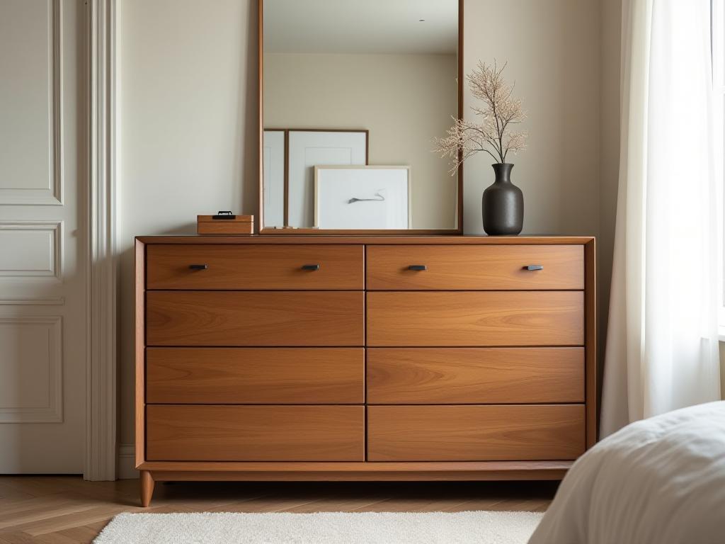 Dresser 'Elegance': Wide wooden dresser with multiple smooth-gliding drawers and classic hardware
