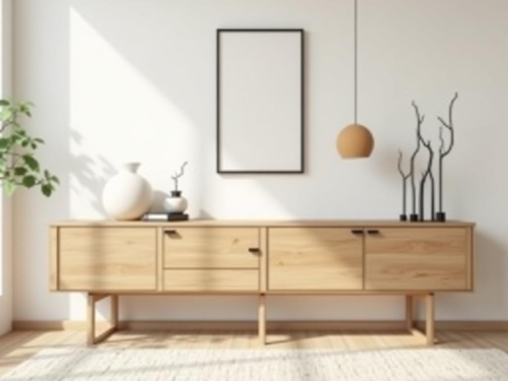 Zen Console Table: Minimalist wooden console with clean lines for living room