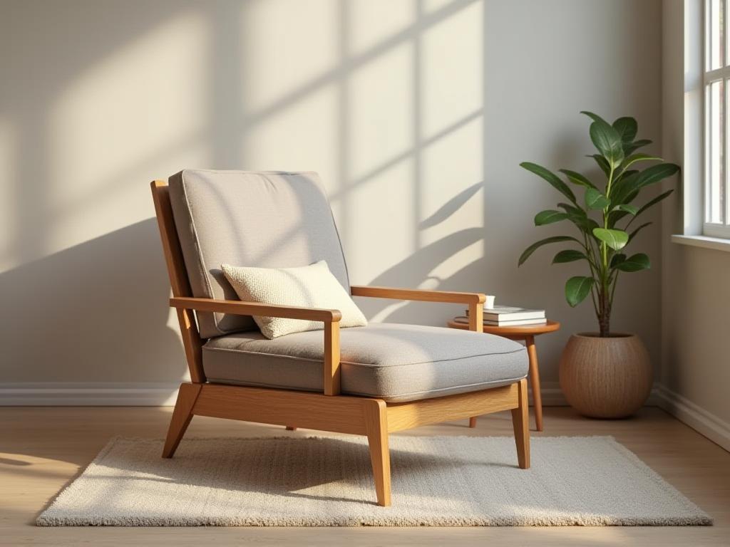 Accent Chair 'Harmony': Stylish wooden accent chair with comfortable upholstered seat and back
